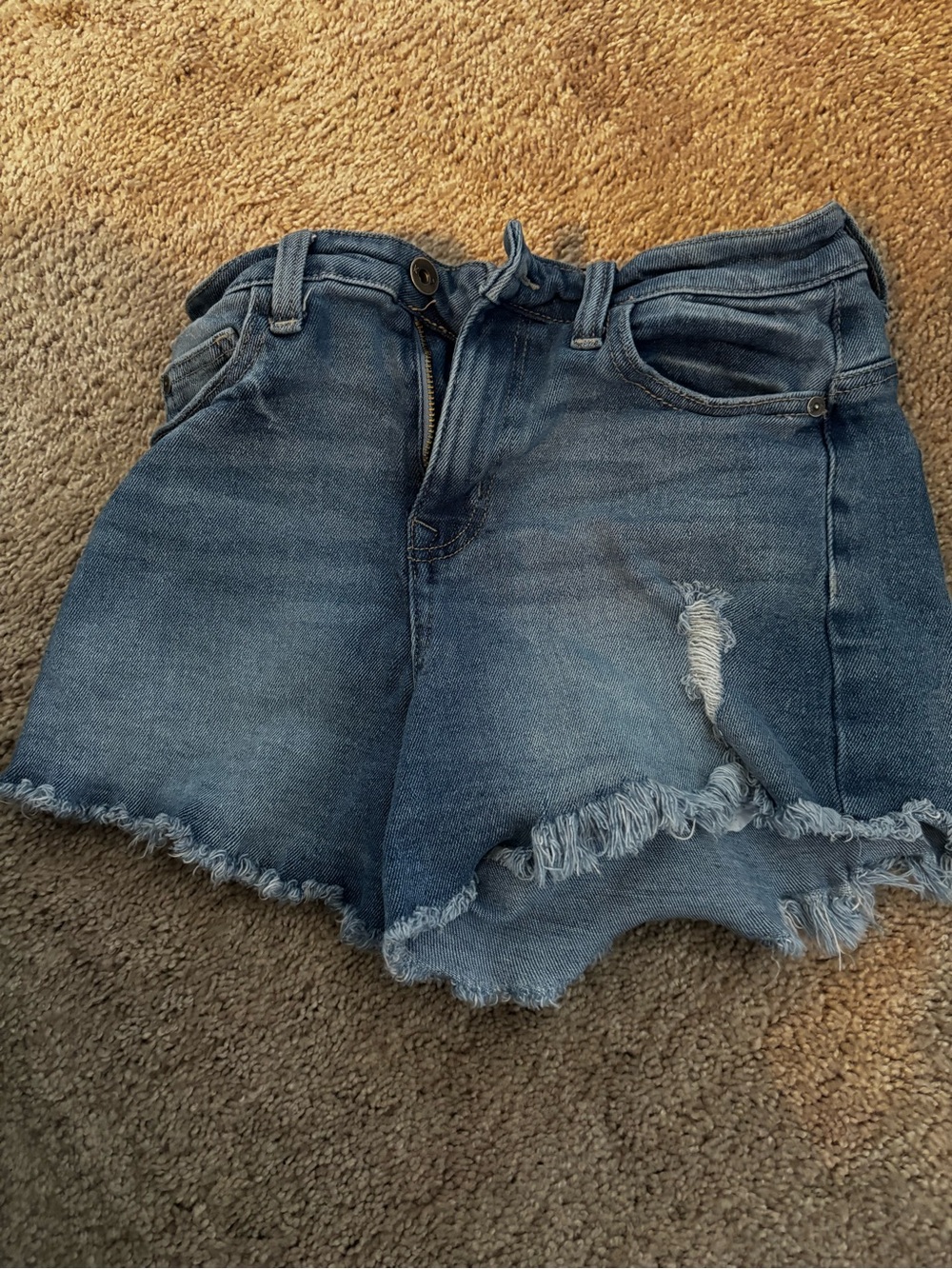 Kendall & Kylie Frayed Hem Light Blue Denim Shorts